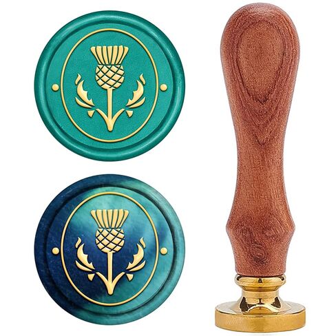 CRASPIRE Thistle Wax Seal Stamp Sealing Wax Stamps Plant 25mm Retro Removable Brass Seal Wood Handle for Wedding Invitations Envelopes Gift Packing Decoration Craft Adhesive Waxing in Saudi Arabia