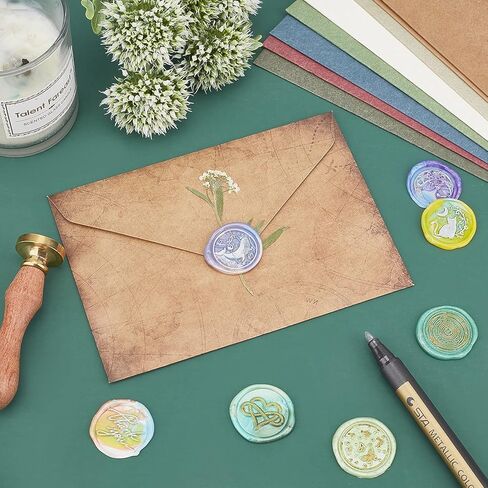CRASPIRE Thistle Wax Seal Stamp Sealing Wax Stamps Plant 25mm Retro Removable Brass Seal Wood Handle for Wedding Invitations Envelopes Gift Packing Decoration Craft Adhesive Waxing in Saudi Arabia