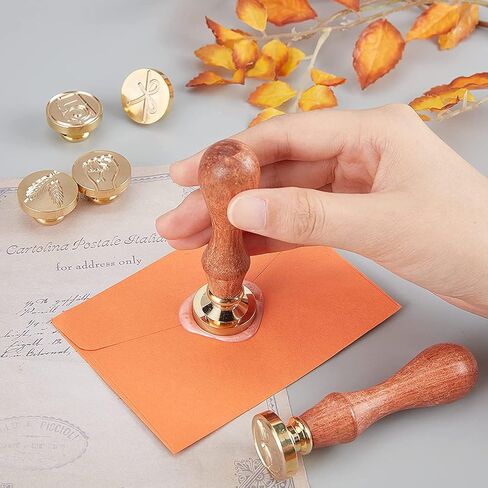 CRASPIRE Thistle Wax Seal Stamp Sealing Wax Stamps Plant 25mm Retro Removable Brass Seal Wood Handle for Wedding Invitations Envelopes Gift Packing Decoration Craft Adhesive Waxing in Saudi Arabia