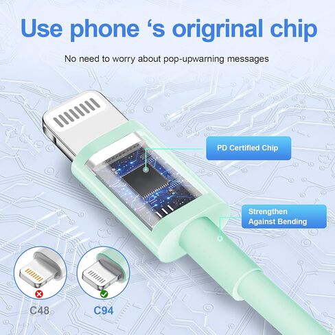 كابل USB C إلى Lightning 2 حزمة بطول 6 أقدام لكابل شاحن سريع iPhone 【معتمد من MFi 】 سلك شحن من النوع C إلى Lightning متوافق مع iPhone 14 13 13 Pro Max 12 12 Pro Max 11 XS XR X 8 iPad، وردي in Kuwait