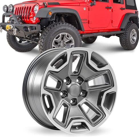 عجلة Quadratec Hardrock مقاس 17 بوصة، رمادية معدنية - نمط مسمار 5x5 مع مساحة خلفية 5.2 بوصة - 17x8.5 (+11.43 مم إزاحة) - تناسب Jeep JT، WJ، WK، WK2، JK، JL، JKU، JLU - عجلة مركزية بغطاء مركزي in Saudi Arabia