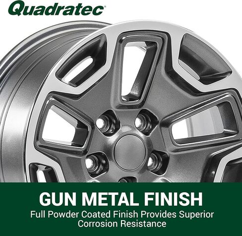عجلة Quadratec Hardrock مقاس 17 بوصة، رمادية معدنية - نمط مسمار 5x5 مع مساحة خلفية 5.2 بوصة - 17x8.5 (+11.43 مم إزاحة) - تناسب Jeep JT، WJ، WK، WK2، JK، JL، JKU، JLU - عجلة مركزية بغطاء مركزي in Saudi Arabia