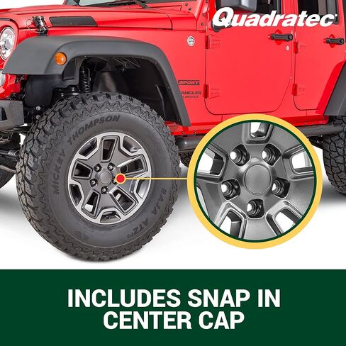 عجلة Quadratec Hardrock مقاس 17 بوصة، رمادية معدنية - نمط مسمار 5x5 مع مساحة خلفية 5.2 بوصة - 17x8.5 (+11.43 مم إزاحة) - تناسب Jeep JT، WJ، WK، WK2، JK، JL، JKU، JLU - عجلة مركزية بغطاء مركزي in Saudi Arabia