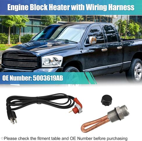 X AUTOHAUX 5003619AB Engine Block Heater Assembly 120V 750W 30601007 Heating Unit with Wiring Harness for Dodge for Ram 1500 2500 3500 4500 5500 for Ram 2500 3500 4500 5500 1998-2018 in Saudi Arabia