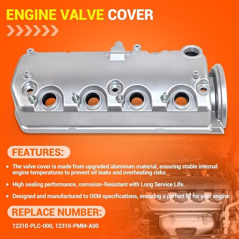 غطاء صمام المحرك مع حشية متوافق مع Honda Civic 2001 2002 2003 2004 2005 1.7L يستبدل #12310-PLC-000 in Kuwait