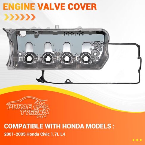 غطاء صمام المحرك مع حشية متوافق مع Honda Civic 2001 2002 2003 2004 2005 1.7L يستبدل #12310-PLC-000 in Kuwait