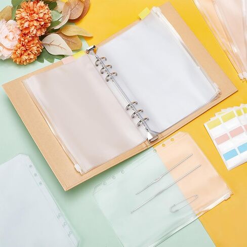 PH PandaHall 9.1x6.7'' Knitting Needles Holder Case Set Rectangle Knitting Needles Storage 1pc Retro Kraft Cover 24pcs Binder Pockets and 60pcs Label Paper Stickers for Collecting Sorting in Saudi Arabia
