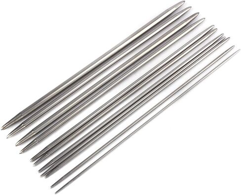 55pcs Double Pointed Knitting Needles Set 11 Sizes Stainless Steel for Sweaters Gloves Crochet, 20cm Length Beginner Kit in Saudi Arabia