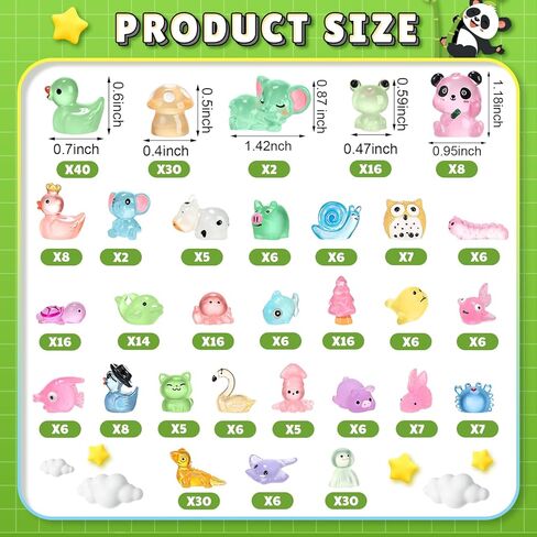 Poen 360 Pcs Luminous Mini Resin Animals Miniature Animals Figurines 31 Styles, Bulk Glow in The Dark Tiny Figurines for Miniature Garden Accessories Micro Landscape Dollhouse Garden Decoration in Saudi Arabia