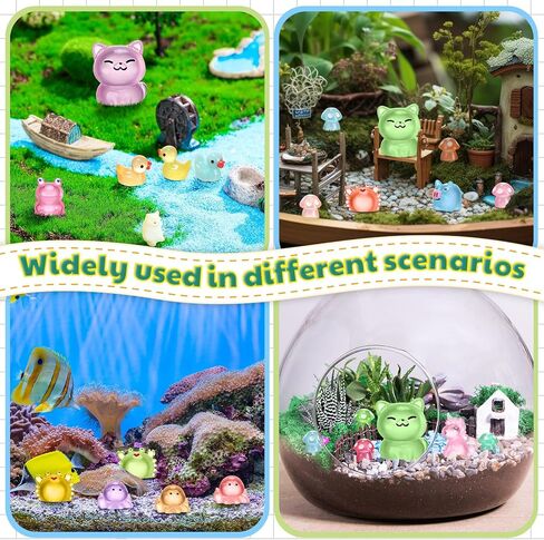 Poen 360 Pcs Luminous Mini Resin Animals Miniature Animals Figurines 31 Styles, Bulk Glow in The Dark Tiny Figurines for Miniature Garden Accessories Micro Landscape Dollhouse Garden Decoration in Saudi Arabia