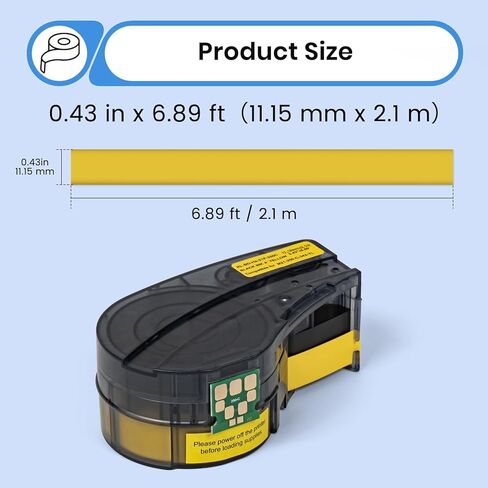 شريط ملصقات أنابيب الانكماش الحراري متوافق مع طابعات M21-250-C-342-YL مع M210، M210-LAB، M211، BMP21-PLUS، BMP21-LAB باللون الأسود على الأصفر، عرض 0.44 بوصة، الطول 6.8 بوصة in Kuwait