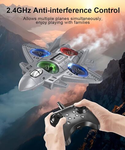 Foam Remote Control Airplane RC Plane for Kids Aged 8 and Above, 2.4GHz RC Planes Drones for Kids, Fighter Jet Toy with Lights 360°Flip and Rotation Stunts, Airplane Toy Gifts for Boys in Saudi Arabia