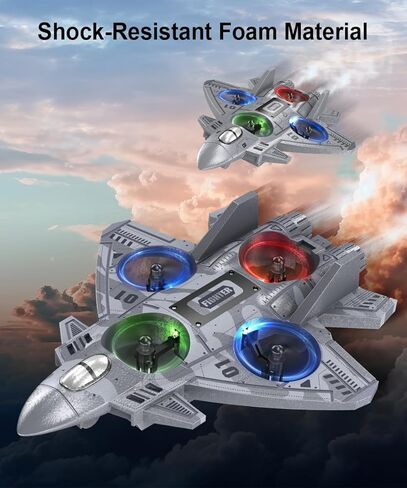 Foam Remote Control Airplane RC Plane for Kids Aged 8 and Above, 2.4GHz RC Planes Drones for Kids, Fighter Jet Toy with Lights 360°Flip and Rotation Stunts, Airplane Toy Gifts for Boys in Saudi Arabia