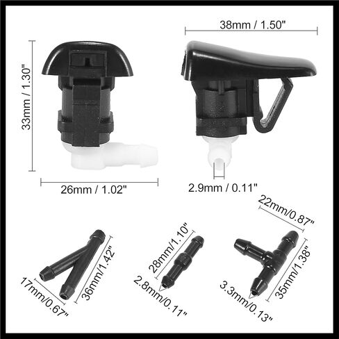 Front Windshield Washer Nozzles Fit for Cadillac SRX V6 with Hose Connector - Pack of 5 Black Durable Material in Saudi Arabia