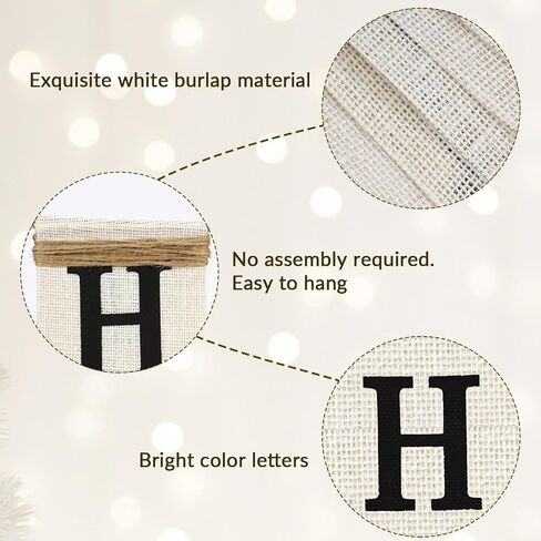 Happy Birthday Banner Sign White Burlap Birthday Garland Wall Door Hanging Banners Flag for Women Men Boys Girls Party Backdrop Decorations, Personalized Name Banner, No Assembly Required (Black) in Saudi Arabia