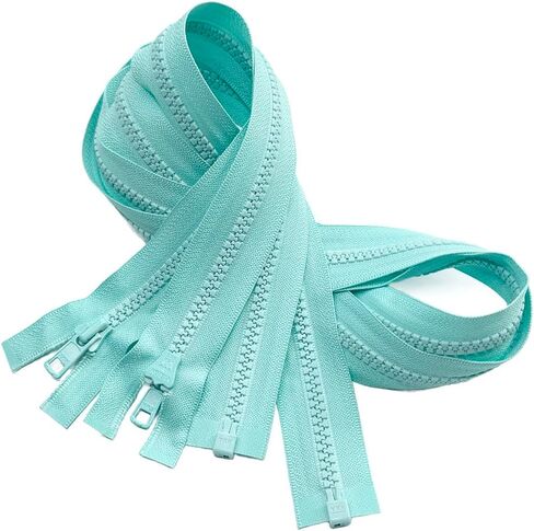 2pcs YKK #5 Molded Plastic One-Way Separating, Open-End Jacket Zippers Auto Pull - Tape Color: Turquoise #533W - Choose Your Length (Turquoise #533W, 27" Inches) in Saudi Arabia
