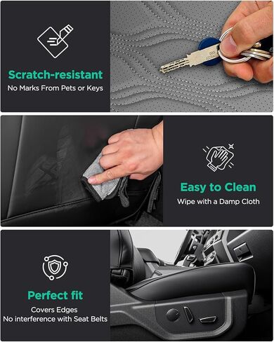 DiffCar® for Ford F150 أغطية مقاعد 2025 2024 2023 2022 2021، مجموعة كاملة من ملحقات الشاحنات المصنوعة من جلد البولي يوريثان لـ F 150، واقيات مقاعد السيارة الصغيرة تناسب فورد F-150 XT XLT SuperCrew/CrewCab 21-25، أسود in Kuwait