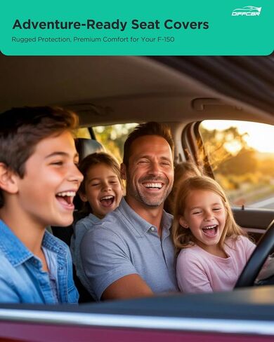 DiffCar® for Ford F150 أغطية مقاعد 2025 2024 2023 2022 2021، مجموعة كاملة من ملحقات الشاحنات المصنوعة من جلد البولي يوريثان لـ F 150، واقيات مقاعد السيارة الصغيرة تناسب فورد F-150 XT XLT SuperCrew/CrewCab 21-25، أسود in Kuwait