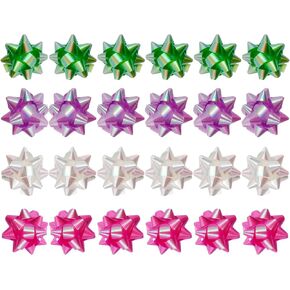 Colorful Gift Bows 24 Pack 2.5 Inches Star Bow for Gift Wrapping Self-Adhesive Ribbon Bow for Christmas, Party, Wedding, Holiday Décor, Present Box in Kuwait