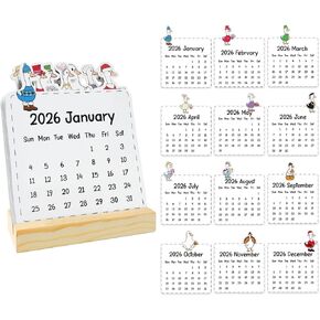 Mini Silly Goose Desk Calendar 2026 New Year Christmas Gifts for Women Men 12 Month and Animal At A Glance Cute Small Stand Up Calendar with Wood Stand for Home Office Table Shelf Decor in Saudi Arabia
