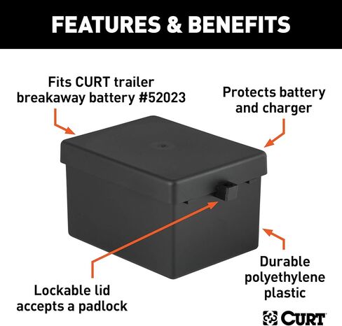 CURT 52030 5-Inch x 3-1/4-Inch x 3-7/8-Inch Lockable Breakaway Battery Case in Saudi Arabia