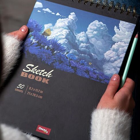OparaArts Sketch Book 8X11 Inch, Spiral Bound Sketch Pad, 50 Sheets 68lb/100gsm Art Sketchbook for Drawing Pad for Kids Artists & Beginners Professional Art Supplies for Adults in Saudi Arabia
