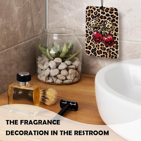 Red Leopard Print Car Air Freshener 4 Pcs, Trendy Funky Y2k Girly Cheetah Print Lips Star Cherry Air Freshener Hanging Decor for Cars Closet Drawer Books Accessories Gifts in Saudi Arabia
