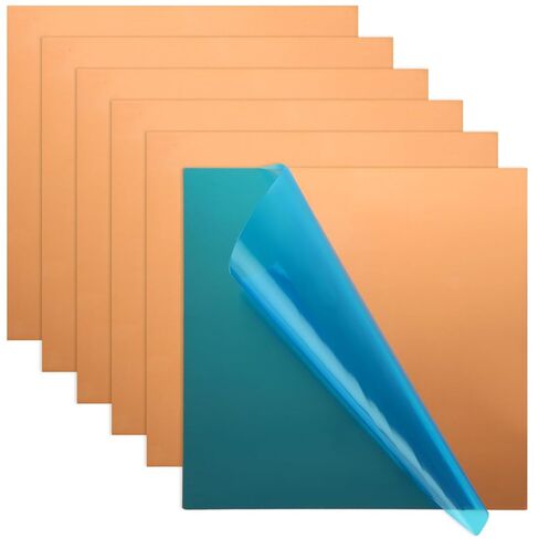 قطعتان من ألواح النحاس النقي مقاس 12 بوصة × 12 بوصة × 0.02 بوصة، سمك 24 مقياس (0.5 مم)، معدن 99.9% من النحاس، ألواح نحاسية مرفقة بالفيلم، ورقة لوحة نحاسية لتزيين الحرف اليدوية in Kuwait