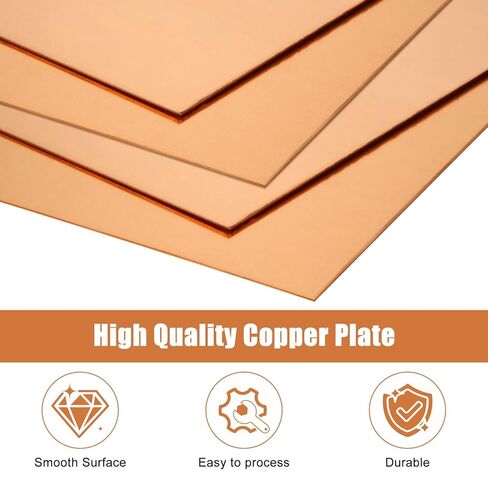 قطعتان من ألواح النحاس النقي مقاس 12 بوصة × 12 بوصة × 0.02 بوصة، سمك 24 مقياس (0.5 مم)، معدن 99.9% من النحاس، ألواح نحاسية مرفقة بالفيلم، ورقة لوحة نحاسية لتزيين الحرف اليدوية in Kuwait