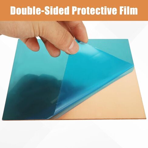 قطعتان من ألواح النحاس النقي مقاس 12 بوصة × 12 بوصة × 0.02 بوصة، سمك 24 مقياس (0.5 مم)، معدن 99.9% من النحاس، ألواح نحاسية مرفقة بالفيلم، ورقة لوحة نحاسية لتزيين الحرف اليدوية in Kuwait