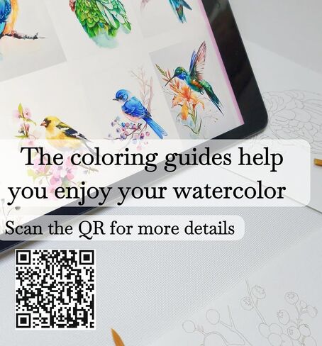Watercolor Workbook for Adults Beginner - Predrawn Coloring Book Water Color Paint Set with 12 Colors Watercolor Paints and 1 Refillable Paint Brush in Saudi Arabia