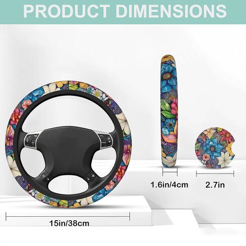 Teal Turquoise Green Glitter Bling Steering Wheel Cover for Women Men,Anti-Slip Breathable Car Steering Wheel Cover Elastic Protection with 2 Pieces Car Coasters,Universal 15" Fit Auto,Suvs,Truck in Saudi Arabia