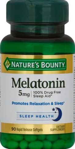 Nature's Bounty Melatonin, 100% Drug Free Sleep Aid, Dietary Supplement, Promotes Relaxation and Sleep Health, 5mg, 60 Softgels, Twin Pack in Saudi Arabia