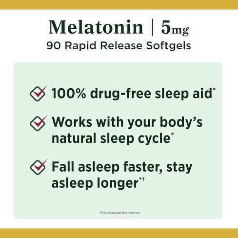 Nature's Bounty Melatonin, 100% Drug Free Sleep Aid, Dietary Supplement, Promotes Relaxation and Sleep Health, 5mg, 60 Softgels, Twin Pack in Saudi Arabia
