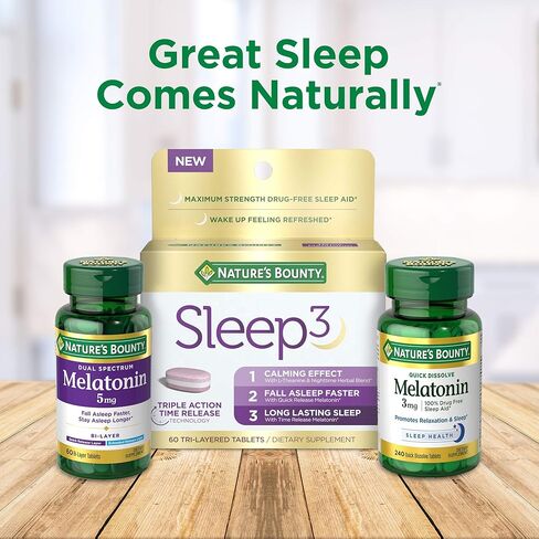 Nature's Bounty Melatonin, 100% Drug Free Sleep Aid, Dietary Supplement, Promotes Relaxation and Sleep Health, 5mg, 60 Softgels, Twin Pack in Saudi Arabia