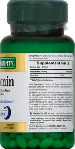 Nature's Bounty Melatonin, 100% Drug Free Sleep Aid, Dietary Supplement, Promotes Relaxation and Sleep Health, 5mg, 60 Softgels, Twin Pack in Saudi Arabia