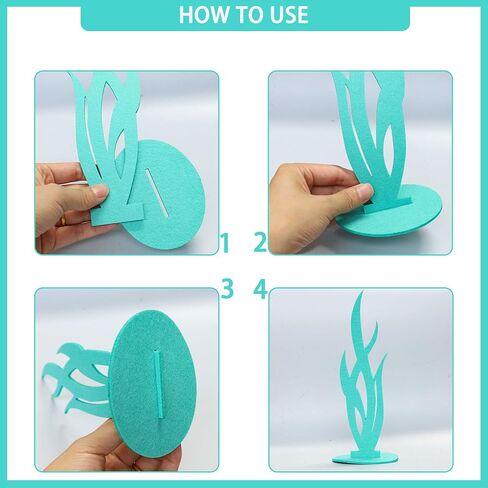 Gyufise 12 Pack Mermaid Birthday Decorations Felt Table Centerpiece DIY Under The Sea Party Decoration Seahorse Starfish Seaweed Coral Decoration for Ocean Theme Birthday Party Supplies in Saudi Arabia