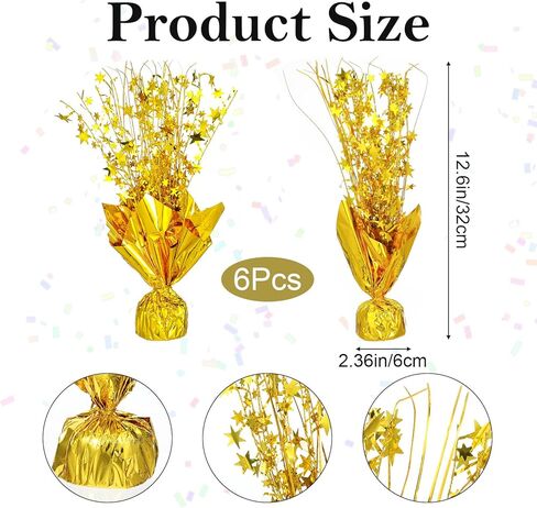 12 Pack Metallic Foil Spray Centerpiece Glitter Gold Star Table Decoration Party Centerpieces for Birthday Wedding Anniversary Graduation Party Decor Supplies in Saudi Arabia