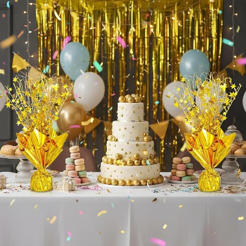 12 Pack Metallic Foil Spray Centerpiece Glitter Gold Star Table Decoration Party Centerpieces for Birthday Wedding Anniversary Graduation Party Decor Supplies in Saudi Arabia