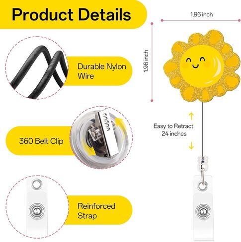 Funny Nurse Badge Reel, Sunshine Badge Holder with Retractable Clip, Cute Gifts for Nursing Student RN LPN CNA MA Medical Worker Teacher Doctor in Saudi Arabia