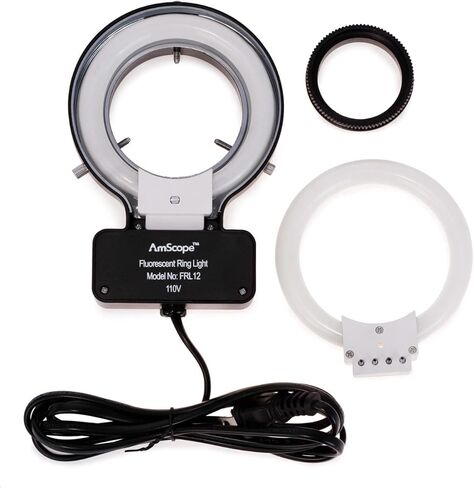 AmScope SM-4BZ-80S Professional Binocular Stereo Zoom Microscope, WH10x Eyepieces, 3.5X-90X Magnification, 0.7X-4.5X Zoom Objective, 80-Bulb LED Ring Light, Double-Arm Boom Stand, 90V-265V, Includes 0.5x and 2.0x Barlow Lenses in Saudi Arabia