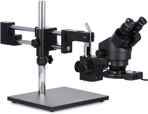 AmScope SM-4BZ-80S Professional Binocular Stereo Zoom Microscope, WH10x Eyepieces, 3.5X-90X Magnification, 0.7X-4.5X Zoom Objective, 80-Bulb LED Ring Light, Double-Arm Boom Stand, 90V-265V, Includes 0.5x and 2.0x Barlow Lenses in Saudi Arabia