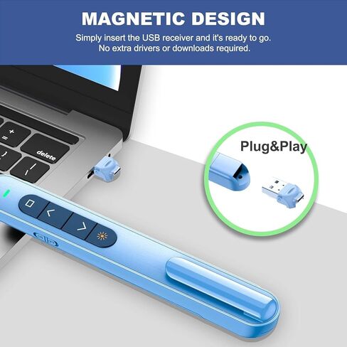 Presentation Clicker for PowerPoint, RF 2.4GHz USB C Wireless Presenter Remote with Volume Control, PowerPoint Clicker Slide Advancer for Mac, Windows, Laptop, Keynote, White in Saudi Arabia
