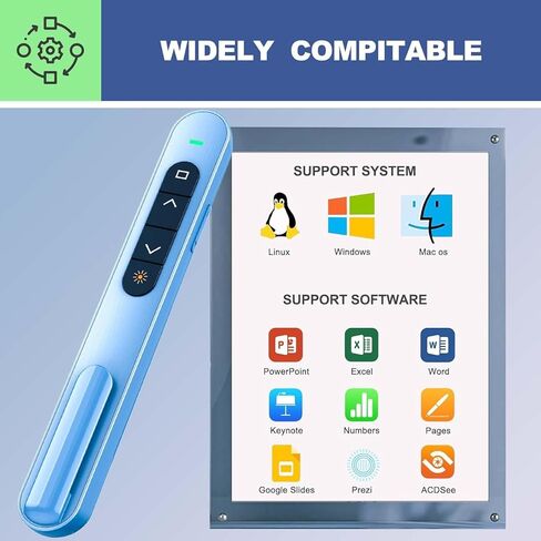 Presentation Clicker for PowerPoint, RF 2.4GHz USB C Wireless Presenter Remote with Volume Control, PowerPoint Clicker Slide Advancer for Mac, Windows, Laptop, Keynote, White in Saudi Arabia