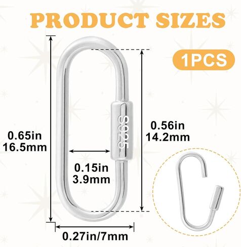 Oval Locking Jump Ring, 925 Sterling Silver Jewelry Clasp, Carabiner Lock Clasp for Keychain Bracelets Necklaces Jewelry Making in Saudi Arabia