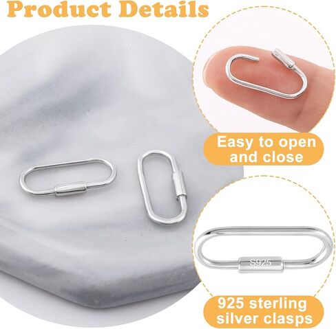 Oval Locking Jump Ring, 925 Sterling Silver Jewelry Clasp, Carabiner Lock Clasp for Keychain Bracelets Necklaces Jewelry Making in Saudi Arabia