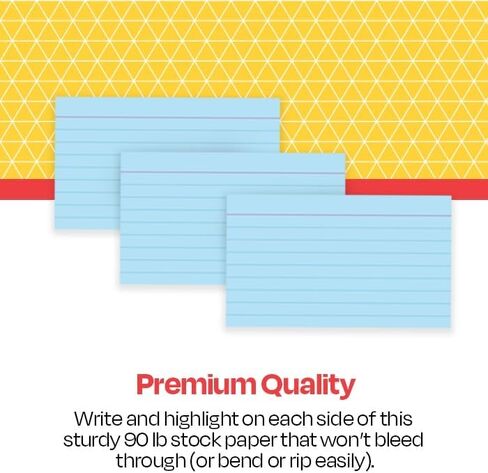 School Smart Heavyweight Ruled Index Cards - 5 x 8 inches - Pack of 100 - Canary in Saudi Arabia