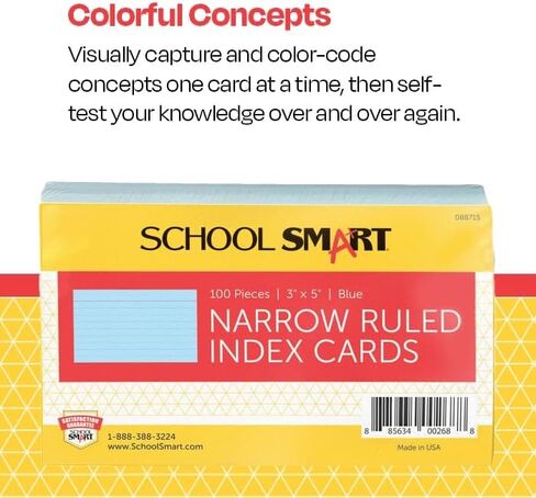 School Smart Heavyweight Ruled Index Cards - 5 x 8 inches - Pack of 100 - Canary in Saudi Arabia
