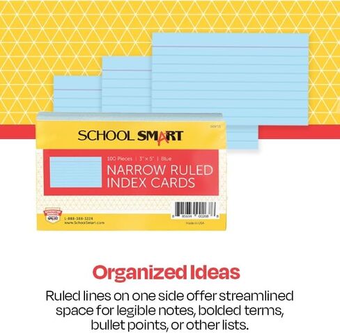 School Smart Heavyweight Ruled Index Cards - 5 x 8 inches - Pack of 100 - Canary in Saudi Arabia