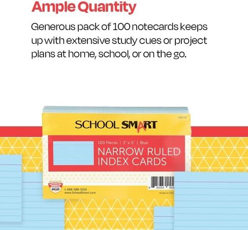 School Smart Heavyweight Ruled Index Cards - 5 x 8 inches - Pack of 100 - Canary in Saudi Arabia